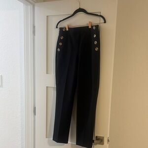 Black High-Waisted Pants with Gold Buttons